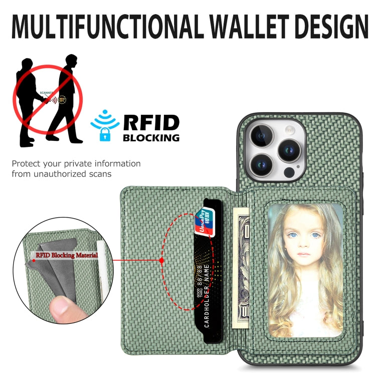 Carbon Fiber Magnetic Card Wallet RFID Blocking Phone Case, For iPhone 16e, For iPhone 16 Pro Max, For iPhone 16 Pro, For iPhone 16 Plus