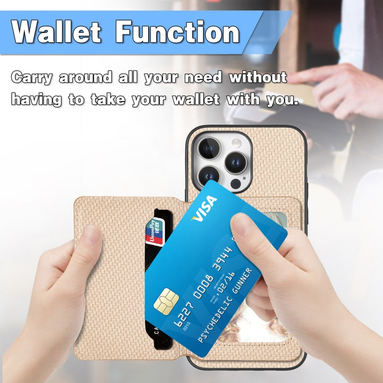 Carbon Fiber Magnetic Card Wallet RFID Blocking Phone Case, For iPhone 16e, For iPhone 16 Pro Max, For iPhone 16 Pro, For iPhone 16 Plus