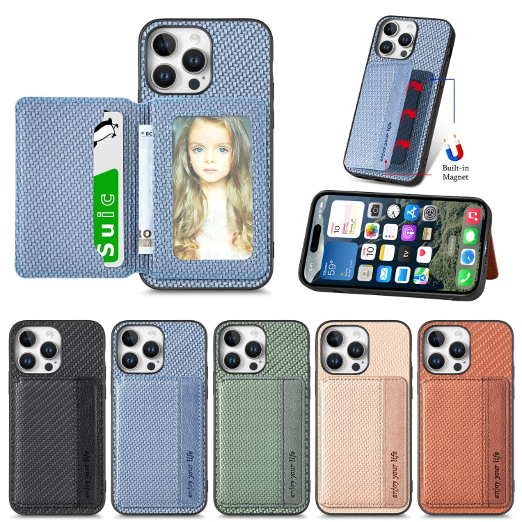 Carbon Fiber Magnetic Card Wallet RFID Blocking Phone Case, For iPhone 16e, For iPhone 16 Pro Max, For iPhone 16 Pro, For iPhone 16 Plus