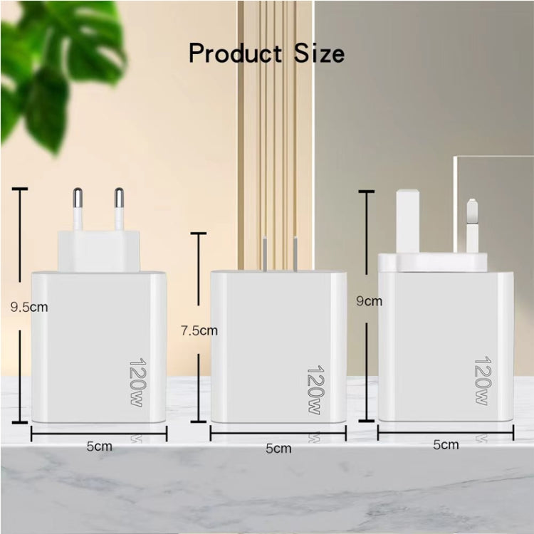 120W 3 PD Type-C Dual USB Multi Port Charger for Mobile Phones, UK Plug, UK Plug