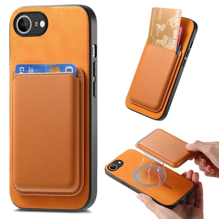 Retro Magsafe Card Bag PU Back Cover Phone Case