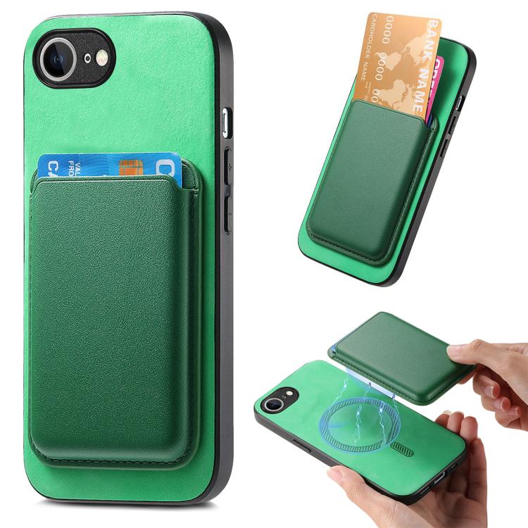 Retro Magsafe Card Bag PU Back Cover Phone Case