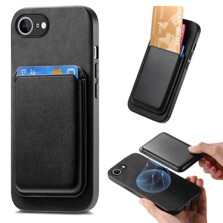 Retro Magsafe Card Bag PU Back Cover Phone Case