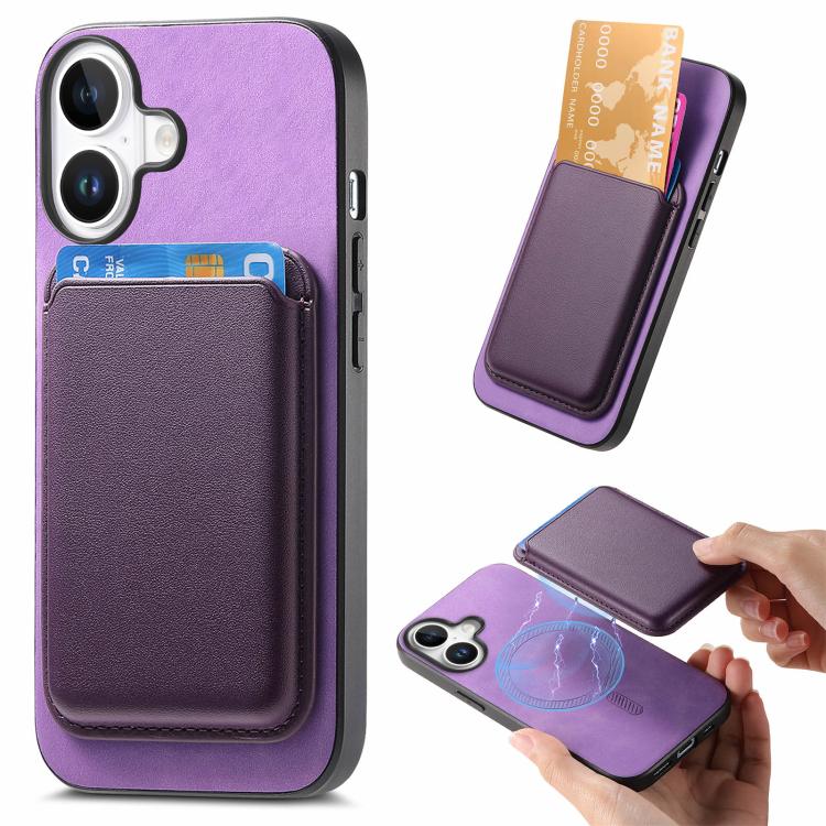 Retro Magsafe Card Bag PU Back Cover Phone Case