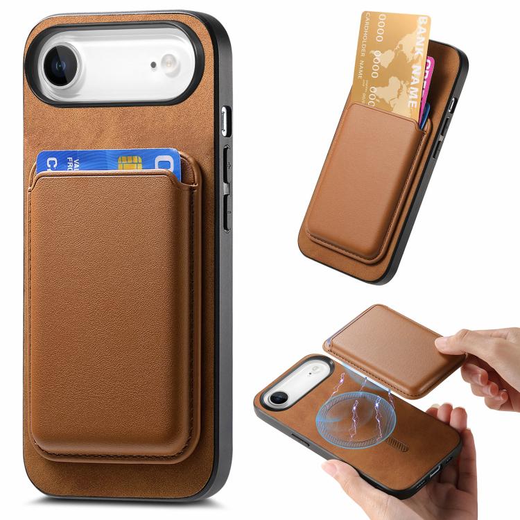 Retro Magsafe Card Bag PU Back Cover Phone Case