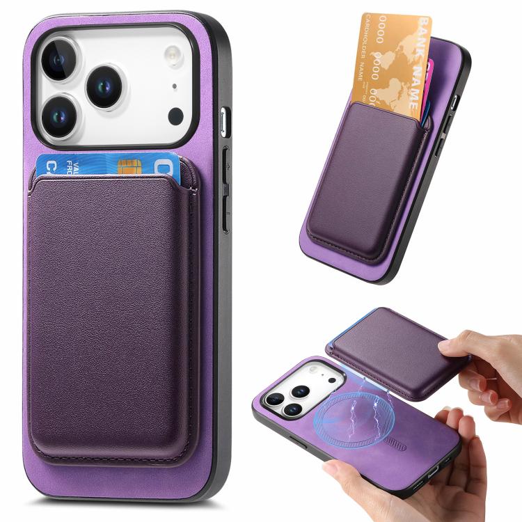 Retro Magsafe Card Bag PU Back Cover Phone Case