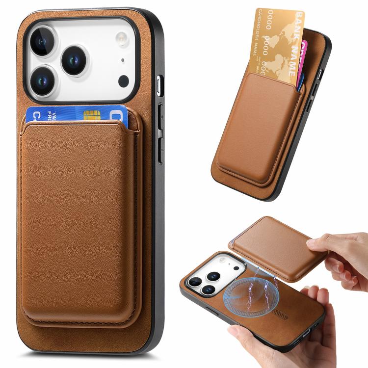 Retro Magsafe Card Bag PU Back Cover Phone Case