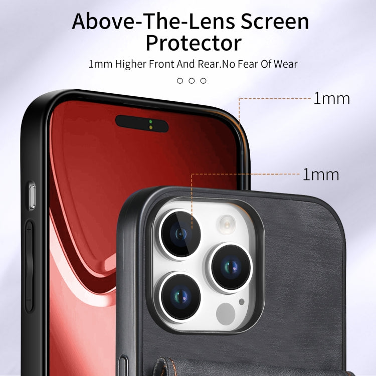 Retro Card Wallet Fold Leather Phone Case with Strap, For iPhone 16 Pro Max, For iPhone 16 Pro, For iPhone 16 Plus, For iPhone 16