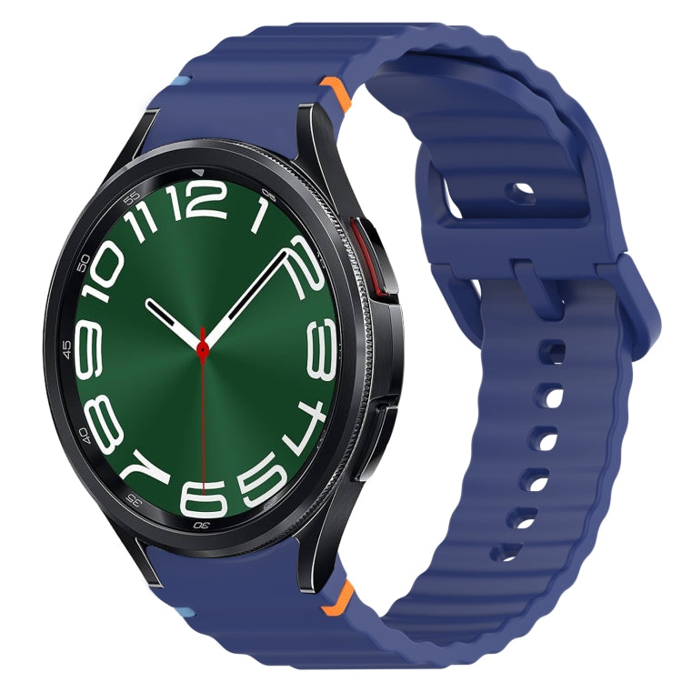 Wavy Grain Stitched Quick Release Silicone Watch Band, For Samsung Galaxy Watch 7 40mm, For Samsung Galaxy Watch 6 Classic 47mm