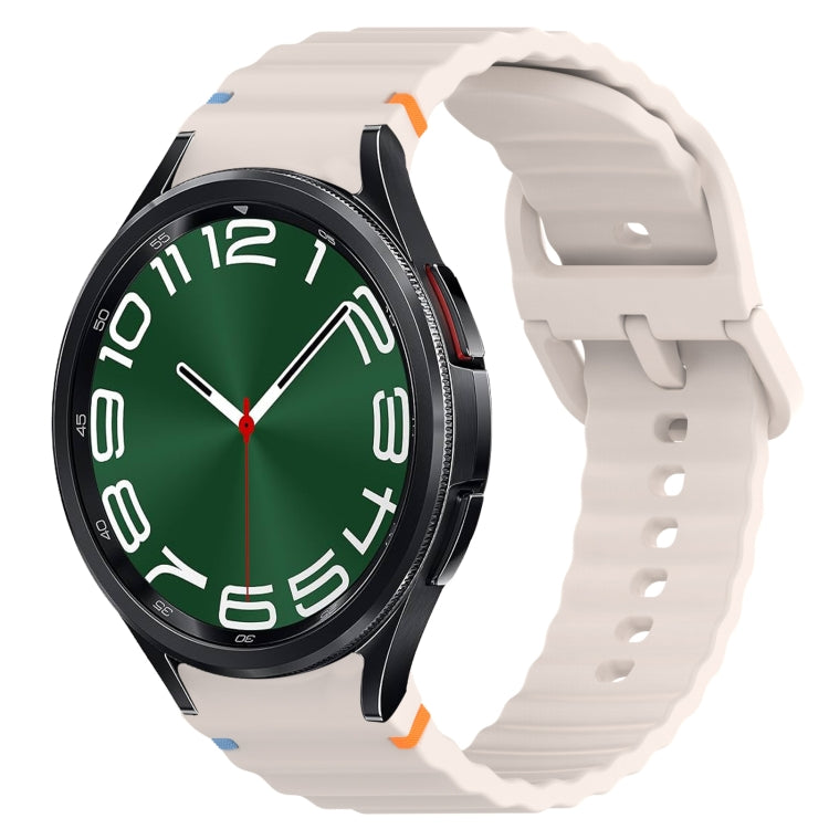 Wavy Grain Stitched Quick Release Silicone Watch Band, For Samsung Galaxy Watch 7 40mm, For Samsung Galaxy Watch 6 Classic 47mm