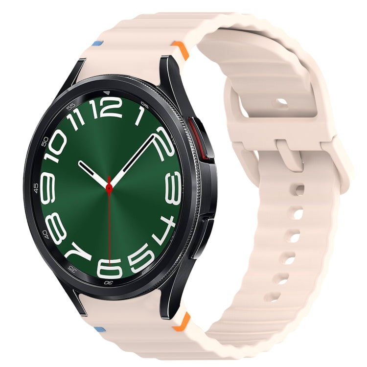 Wavy Grain Stitched Quick Release Silicone Watch Band, For Samsung Galaxy Watch 6 Classic 43mm, For Samsung Galaxy Watch 5 Pro Golf Edition
