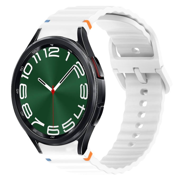Wavy Grain Stitched Quick Release Silicone Watch Band, For Samsung Galaxy Watch 6 Classic 43mm, For Samsung Galaxy Watch 5 Pro Golf Edition