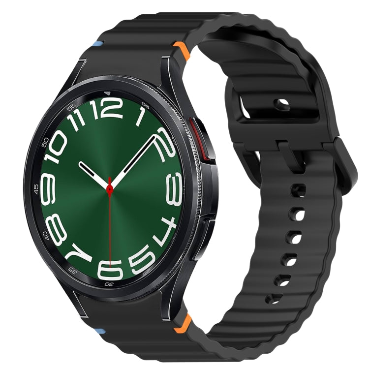 Wavy Grain Stitched Quick Release Silicone Watch Band, For Samsung Galaxy Watch 6 Classic 43mm, For Samsung Galaxy Watch 5 Pro Golf Edition
