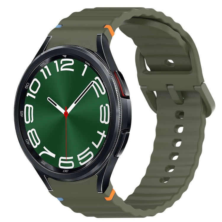 Wavy Grain Stitched Quick Release Silicone Watch Band, For Samsung Galaxy Watch 6 Classic 43mm, For Samsung Galaxy Watch 5 Pro Golf Edition