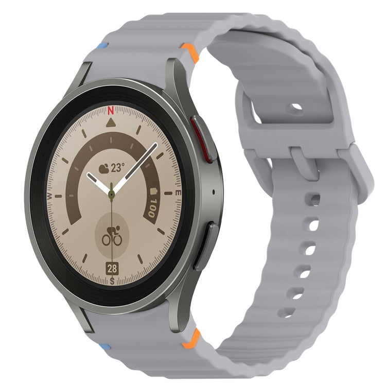 Wavy Grain Stitched Quick Release Silicone Watch Band, For Samsung Galaxy Watch 5 Pro 45mm, For Samsung Galaxy Watch 5 40mm