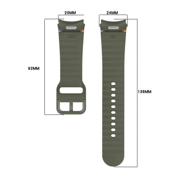 Wavy Grain Stitched Quick Release Silicone Watch Band, For Samsung Galaxy Watch 5 Pro 45mm, For Samsung Galaxy Watch 5 40mm