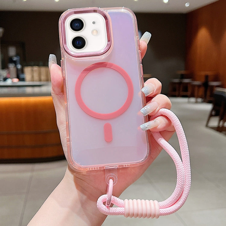 Bright Shadow Magsafe Discoloration Phone Case with Wrist Strap, For iPhone 12 Pro, For iPhone 11 Pro Max, For iPhone 11
