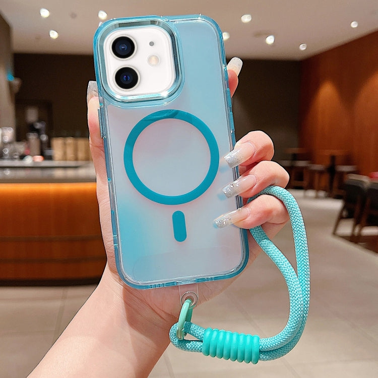 Bright Shadow Magsafe Discoloration Phone Case with Wrist Strap, For iPhone 12 Pro, For iPhone 11 Pro Max, For iPhone 11