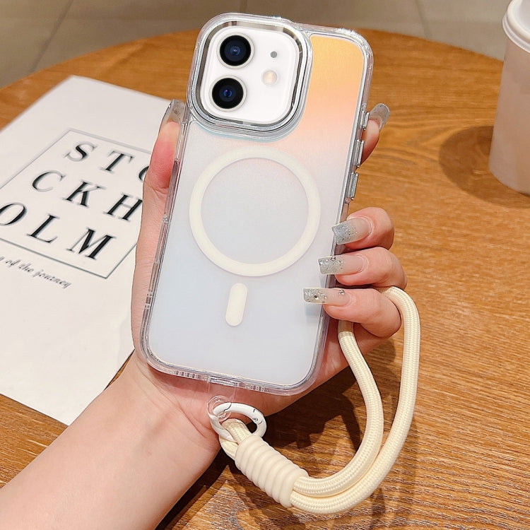 Bright Shadow Magsafe Discoloration Phone Case with Wrist Strap, For iPhone 12 Pro, For iPhone 11 Pro Max, For iPhone 11