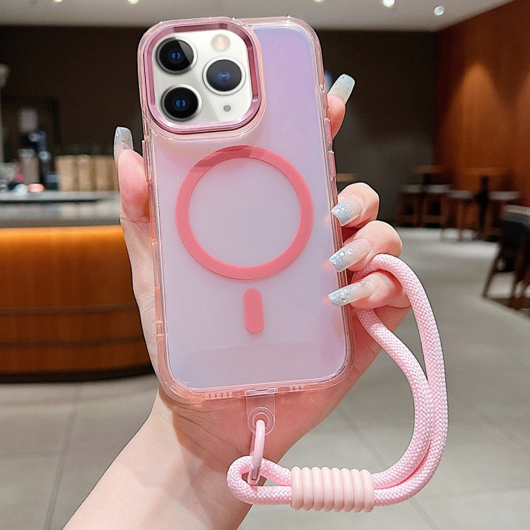 Bright Shadow Magsafe Discoloration Phone Case with Wrist Strap, For iPhone 12 Pro, For iPhone 11 Pro Max, For iPhone 11