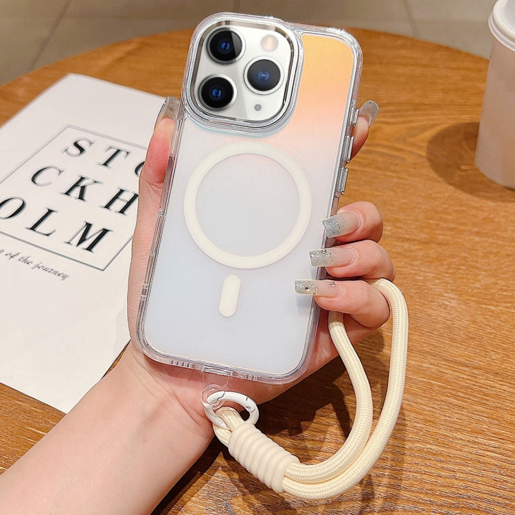 Bright Shadow Magsafe Discoloration Phone Case with Wrist Strap, For iPhone 12 Pro, For iPhone 11 Pro Max, For iPhone 11
