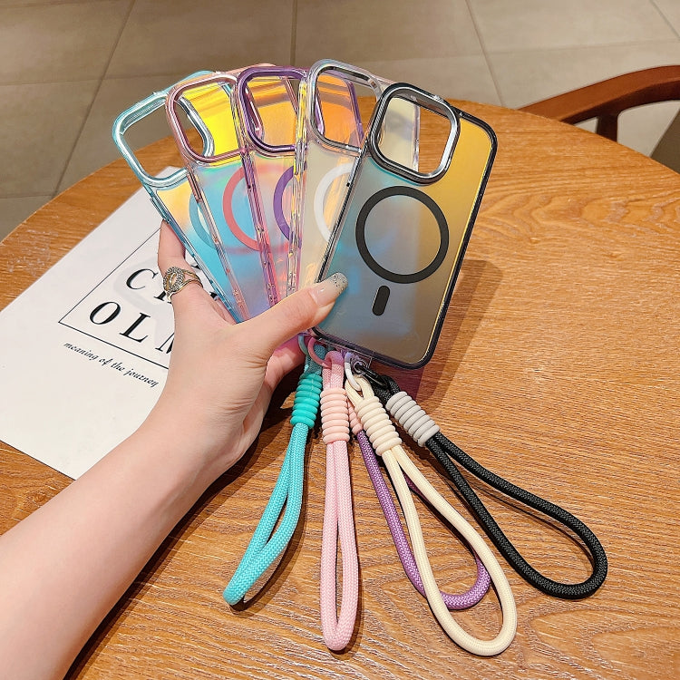 Bright Shadow Magsafe Discoloration Phone Case with Wrist Strap, For iPhone 12 Pro, For iPhone 11 Pro Max, For iPhone 11