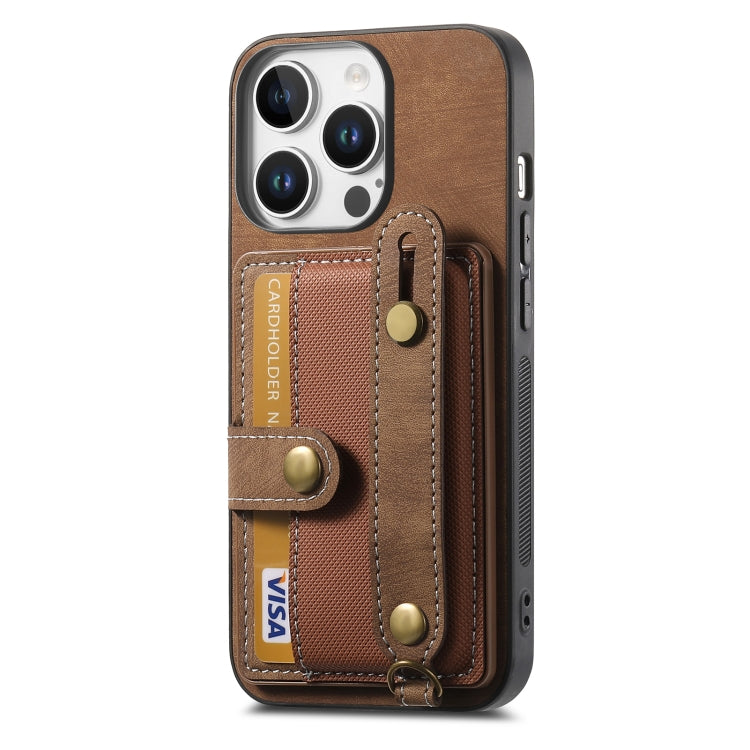 Retro Cross Wristband Wallet Leather Back Phone Case, For iPhone 16 Pro Max, For iPhone 16 Pro, For iPhone 16 Plus, For iPhone 16