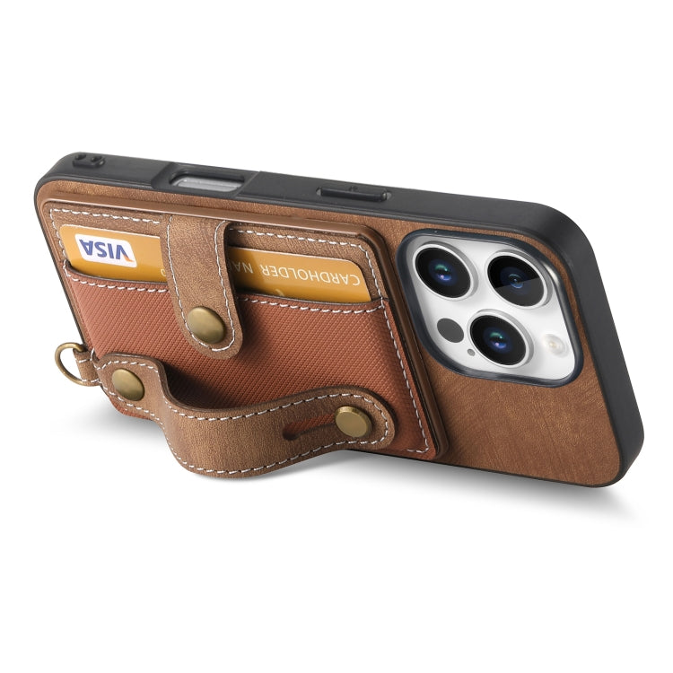 Retro Cross Wristband Wallet Leather Back Phone Case, For iPhone 16 Pro Max, For iPhone 16 Pro, For iPhone 16 Plus, For iPhone 16