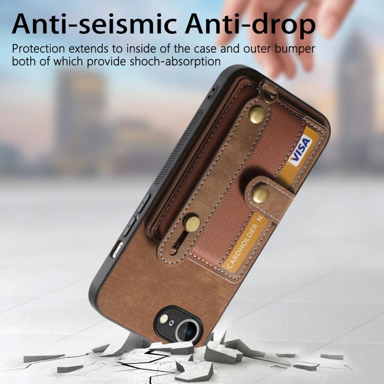 Retro Cross Wristband Wallet Leather Back Phone Case, iPhone 16e