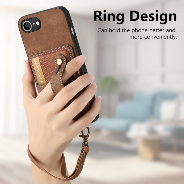 Retro Cross Wristband Wallet Leather Back Phone Case, iPhone 16e