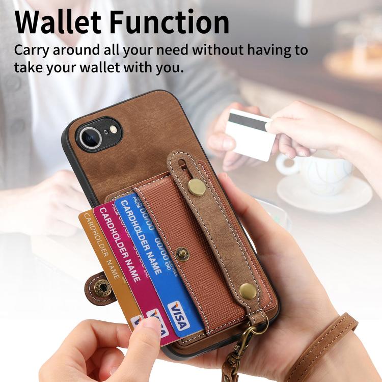 Retro Cross Wristband Wallet Leather Back Phone Case, iPhone 16e