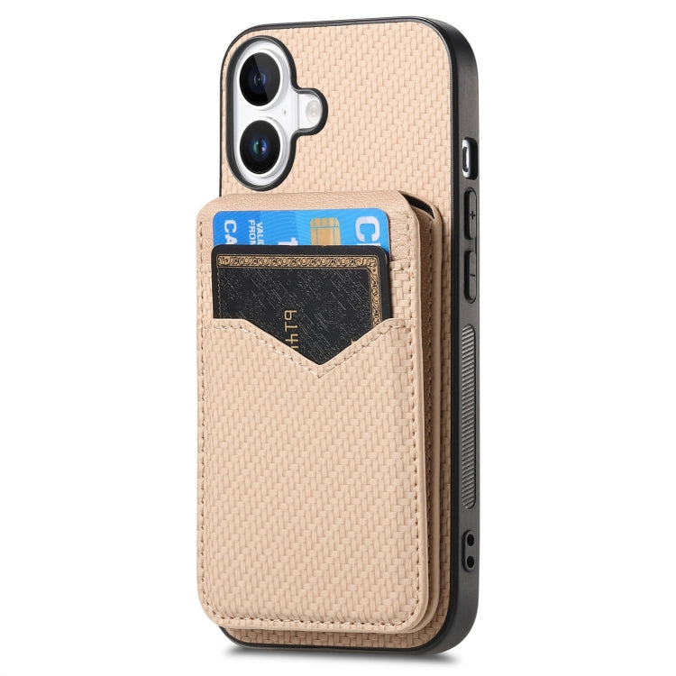 Carbon Fiber MagSafe Vertical Flip Card Bag Phone Case, For iPhone 16