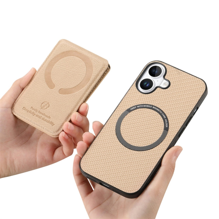 Carbon Fiber MagSafe Vertical Flip Card Bag Phone Case, For iPhone 16