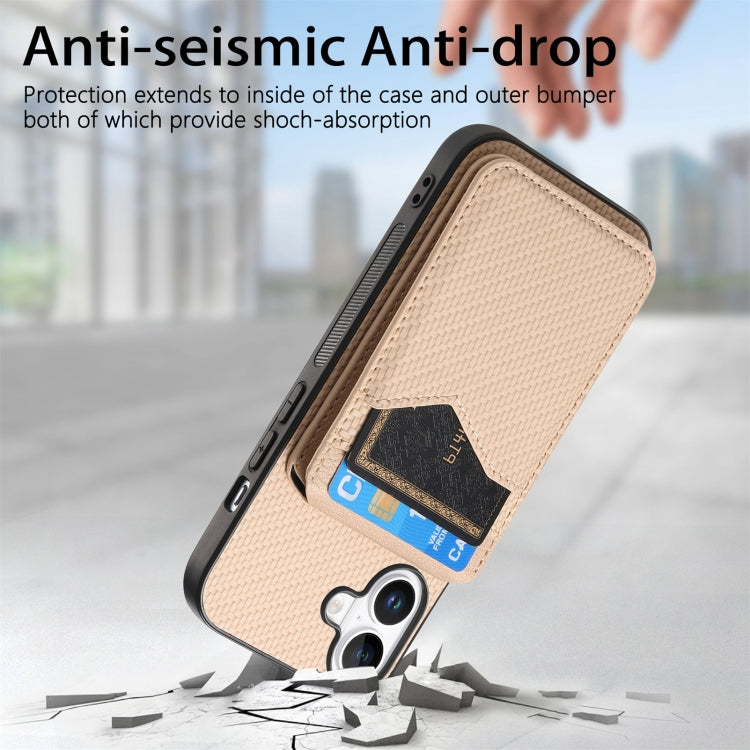 Carbon Fiber MagSafe Vertical Flip Card Bag Phone Case, For iPhone 16