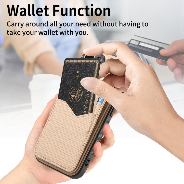 Carbon Fiber MagSafe Vertical Flip Card Bag Phone Case, For iPhone 16
