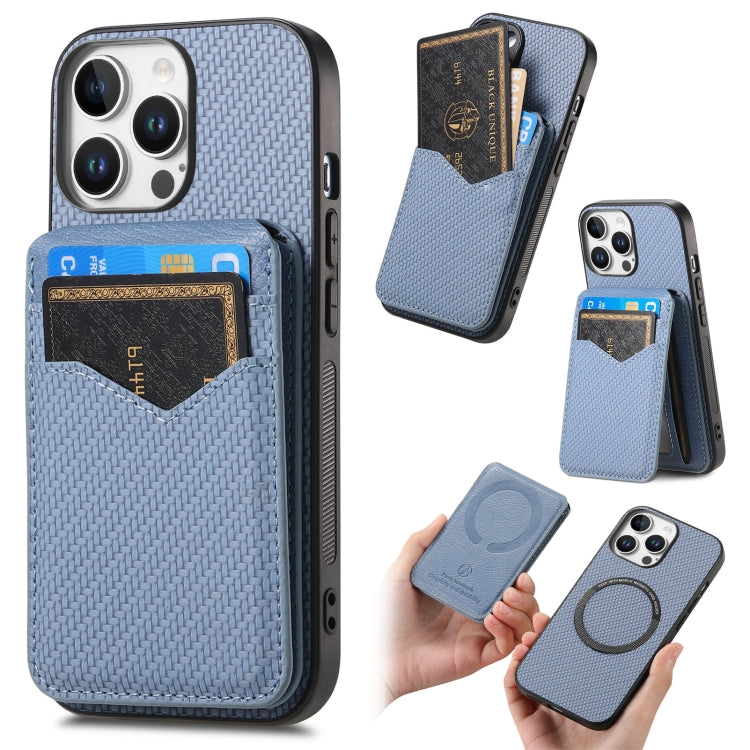 Carbon Fiber MagSafe Vertical Flip Card Bag Phone Case, For iPhone 16e, For iPhone 16 Pro Max, For iPhone 16 Pro, For iPhone 16 Plus