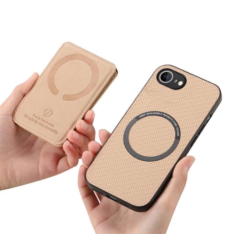 Carbon Fiber MagSafe Vertical Flip Card Bag Phone Case, For iPhone 16e, For iPhone 16 Pro Max, For iPhone 16 Pro, For iPhone 16 Plus