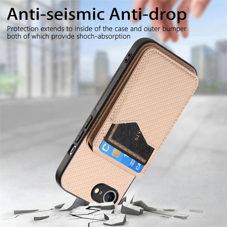 Carbon Fiber MagSafe Vertical Flip Card Bag Phone Case, For iPhone 16e, For iPhone 16 Pro Max, For iPhone 16 Pro, For iPhone 16 Plus