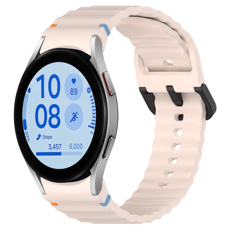 Wavy Grain Stitched Black Buckle Silicone Watch Band, For Samsung Galaxy Watch FE 40mm, For Samsung Galaxy Watch 7 40 / 44mm