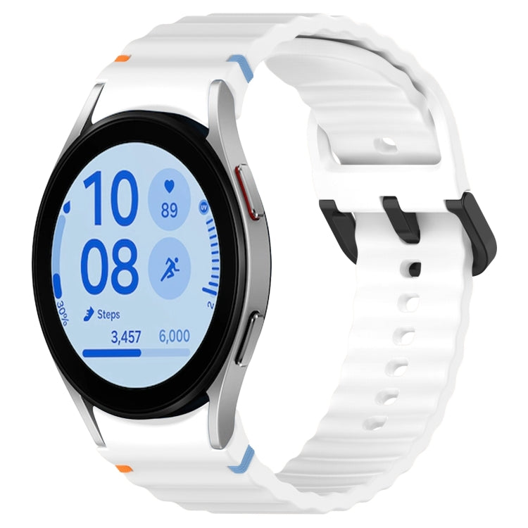 Wavy Grain Stitched Black Buckle Silicone Watch Band, For Samsung Galaxy Watch FE 40mm, For Samsung Galaxy Watch 7 40 / 44mm