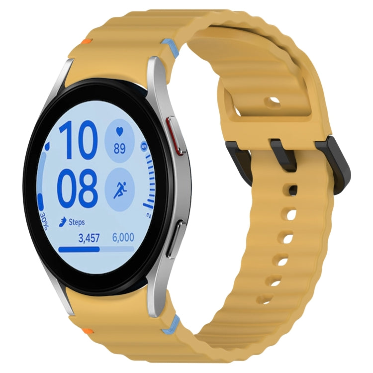 Wavy Grain Stitched Black Buckle Silicone Watch Band, For Samsung Galaxy Watch FE 40mm, For Samsung Galaxy Watch 7 40 / 44mm