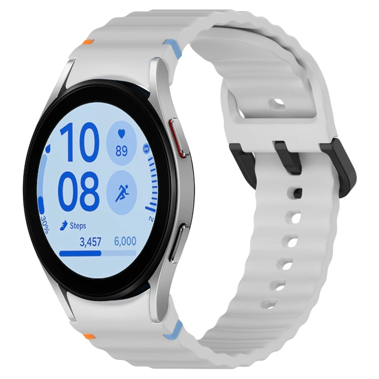 Wavy Grain Stitched Black Buckle Silicone Watch Band, For Samsung Galaxy Watch FE 40mm, For Samsung Galaxy Watch 7 40 / 44mm