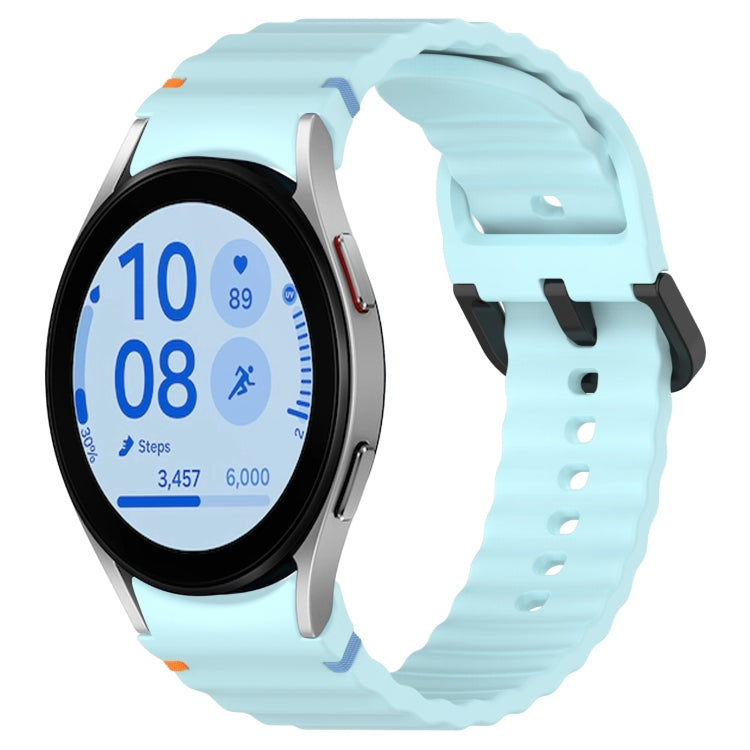 Wavy Grain Stitched Black Buckle Silicone Watch Band, For Samsung Galaxy Watch FE 40mm, For Samsung Galaxy Watch 7 40 / 44mm