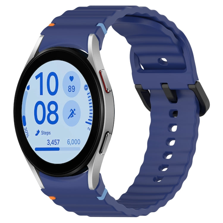 Wavy Grain Stitched Black Buckle Silicone Watch Band, For Samsung Galaxy Watch FE 40mm, For Samsung Galaxy Watch 7 40 / 44mm