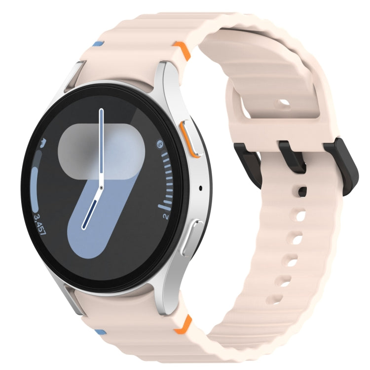 Wavy Grain Stitched Black Buckle Silicone Watch Band, For Samsung Galaxy Watch FE 40mm, For Samsung Galaxy Watch 7 40 / 44mm