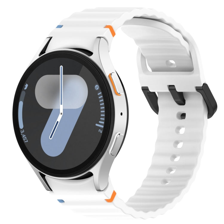 Wavy Grain Stitched Black Buckle Silicone Watch Band, For Samsung Galaxy Watch FE 40mm, For Samsung Galaxy Watch 7 40 / 44mm