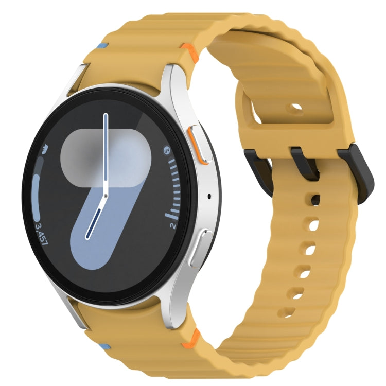 Wavy Grain Stitched Black Buckle Silicone Watch Band, For Samsung Galaxy Watch FE 40mm, For Samsung Galaxy Watch 7 40 / 44mm