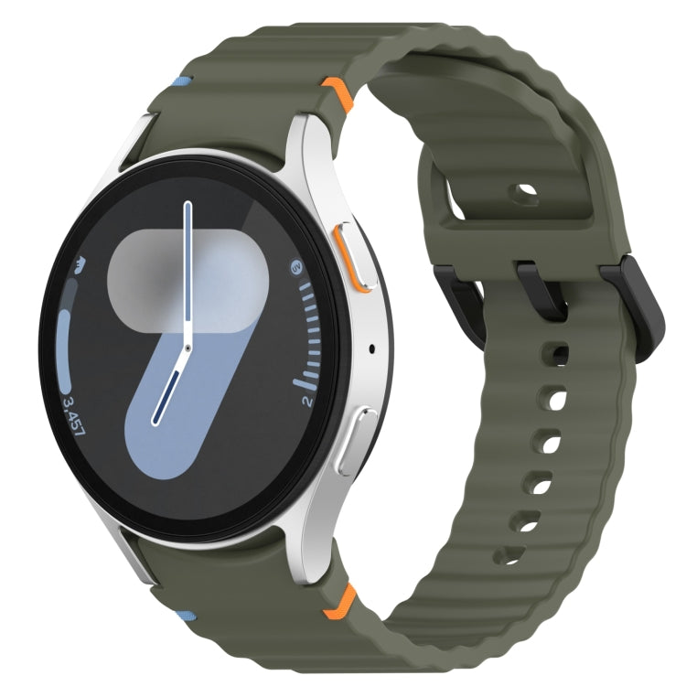 Wavy Grain Stitched Black Buckle Silicone Watch Band, For Samsung Galaxy Watch FE 40mm, For Samsung Galaxy Watch 7 40 / 44mm