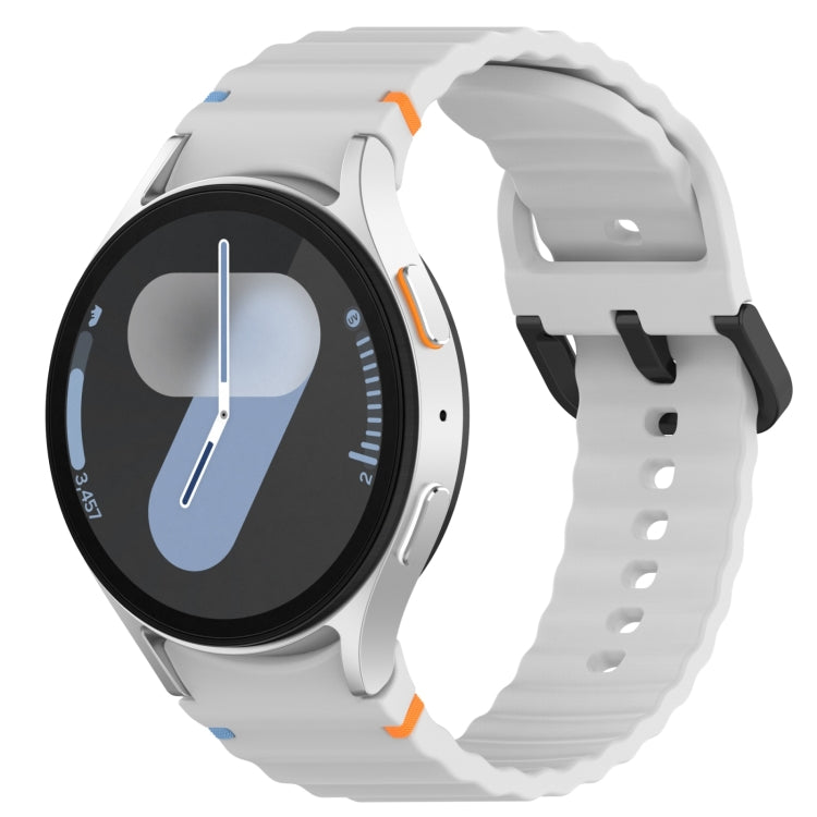 Wavy Grain Stitched Black Buckle Silicone Watch Band, For Samsung Galaxy Watch FE 40mm, For Samsung Galaxy Watch 7 40 / 44mm