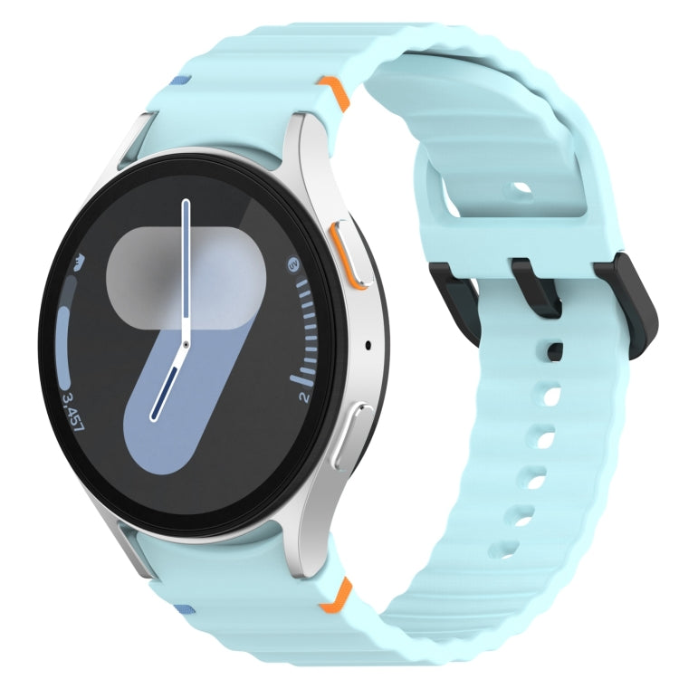 Wavy Grain Stitched Black Buckle Silicone Watch Band, For Samsung Galaxy Watch FE 40mm, For Samsung Galaxy Watch 7 40 / 44mm
